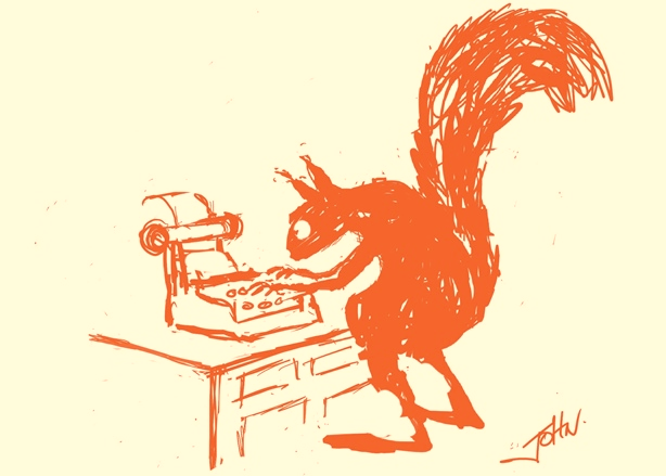 squirrel with typewriter